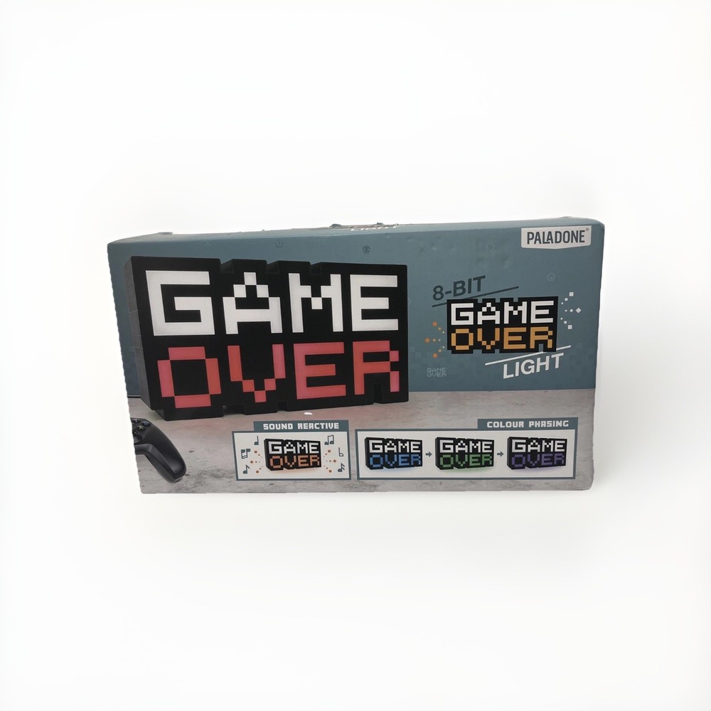 Paladone – 8-Bit Pixel Game Over Light Color Changing Sound Reactive Decor Video