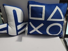 Official PlayStation Logo Blue Controller Plush Pillow Cushion 10″ And Logo Lot