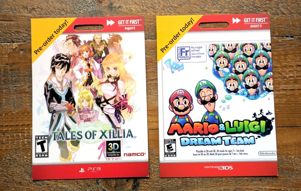 ✹ Tales Of Xillia PS3 / Mario & Luigi 3DS ✹ PREORDER CARD Nintendo Promo Canada