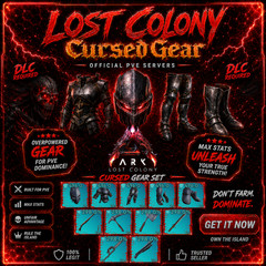 ARK-Survival-Ascended-PvE-Cursed-Max-Stats-Weapons-Tools-Gear-Tek-Packs-BusyBee
