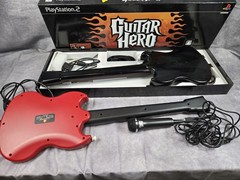 LOT OF 2 Playstation 2 PS2 Guitar Hero Red Octane Guitars Works!