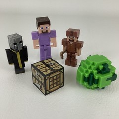 Minecraft Video Game Figures Topper 5pc Lot Steve Evoker Spawn Egg Playset Toy