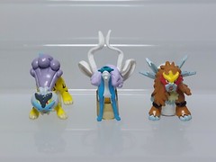 Raikou Suicune Entei Pokemon WazaColle Figure Bandai Japan B05 1.2-1.6in