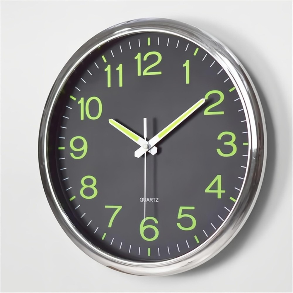 AERFAS 12 Inches Night Light Wall Clocks – with Silent Large, Black