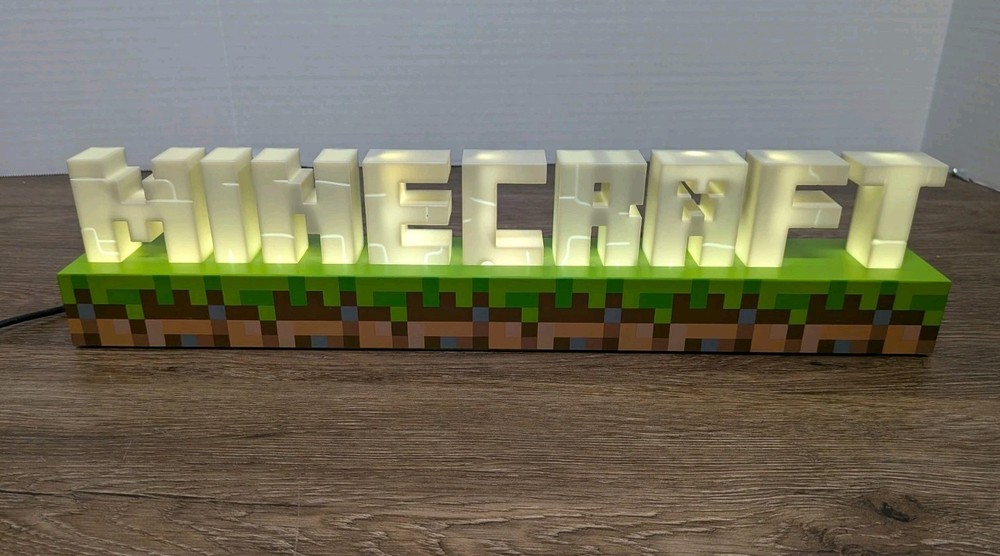 Paladone Minecraft Logo Light Up Lamp LED Desk Decor Steve Creeper Gamer Gift