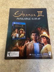 Shenmue III 3 Small Game Stop Promo Poster