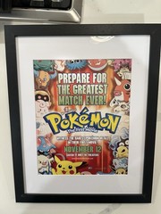 Framed 14 x 11 Nintendo POSTER Pokemon Blue POKEMON the first movie Mew n64 WB