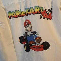 Mario Kart 64 Nintendo 64 N64 Employee Promo White Long Sleeve Shirt Super NES