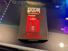 Bethesda Doom Eternal Red UAC Limited Edition Embossed Metal Keycard w/ Stand