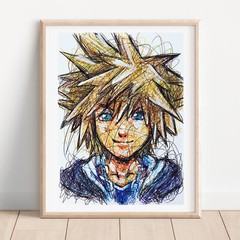 Sora Ballpoint Pen Print, Kingdom Hearts Poster