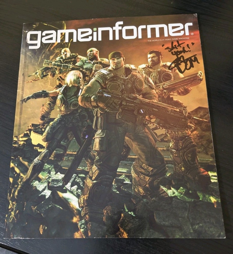 Gears Of War 3 Game Informer Signed By Carlos Ferro (VA For Dominic Santiago)