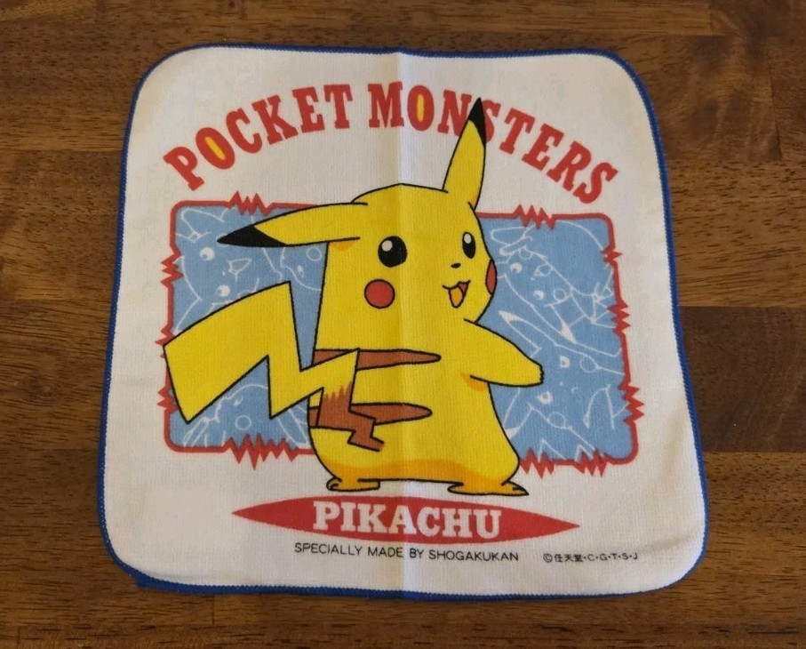 Vintage Pokemon Japanese Pikachu hand towel washcloth Pocket Monsters US SELLER
