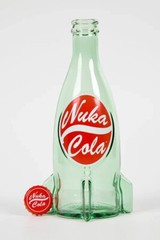 Fallout Nuka-Cola Glass Bottle + 10 Bottle Caps Rocket Replica Figure