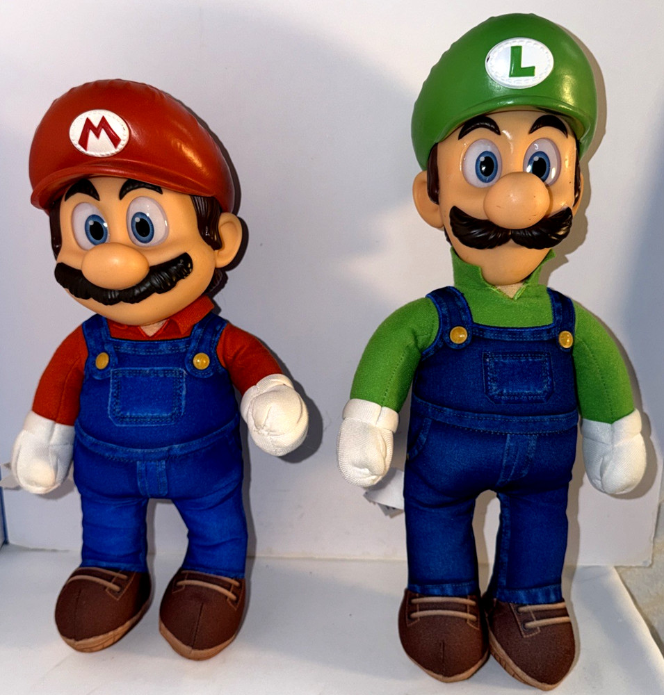 Nintendo The Super Mario Bros Movie MARIO & LUIGI 15″ Poseable Plush Figure
