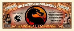 Pack of 25 Mortal Kombat Dragon Logo 1 Million Dollar Bills Novelty Money