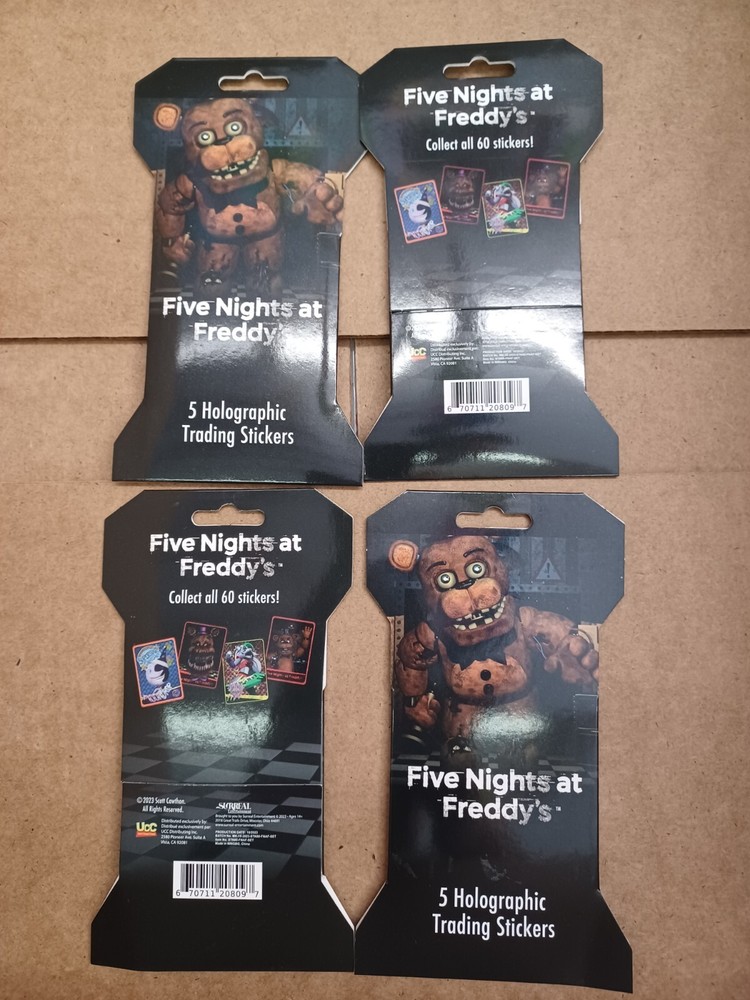 Lot of 4 Pack Five Nights At Freddy’s Holographic Trading Stickers Blister Pack