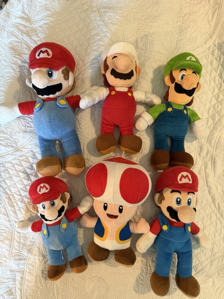 Super Mario Bros Plush Doll Lot of 6 Mario Luigi Toad Plush Toys