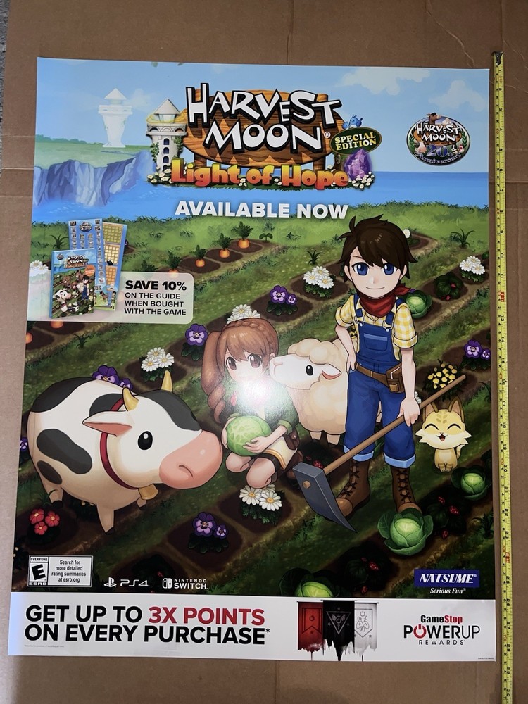 Harvest Moon Light Of Home GameStop Display Promo Sign Poster 28″ X 22″