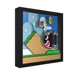 Super Mario World (Bullet Bill) – 3D Shadow Box Frame (9″ x 9″) Gaming Art
