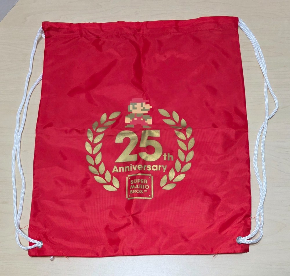 Brand New Rare 2010 Nintendo Super Mario Bros. 25th Anniversary Cinch Bag Japan