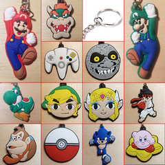 Video game keychains – Mario Zelda Link Pokemon Sonic Nintendo Sega Bowser