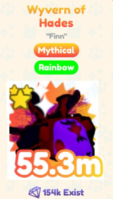 RB Rainbow Wyvern of Hades Mythical Pet Simulator sim X PSX for Roblox
