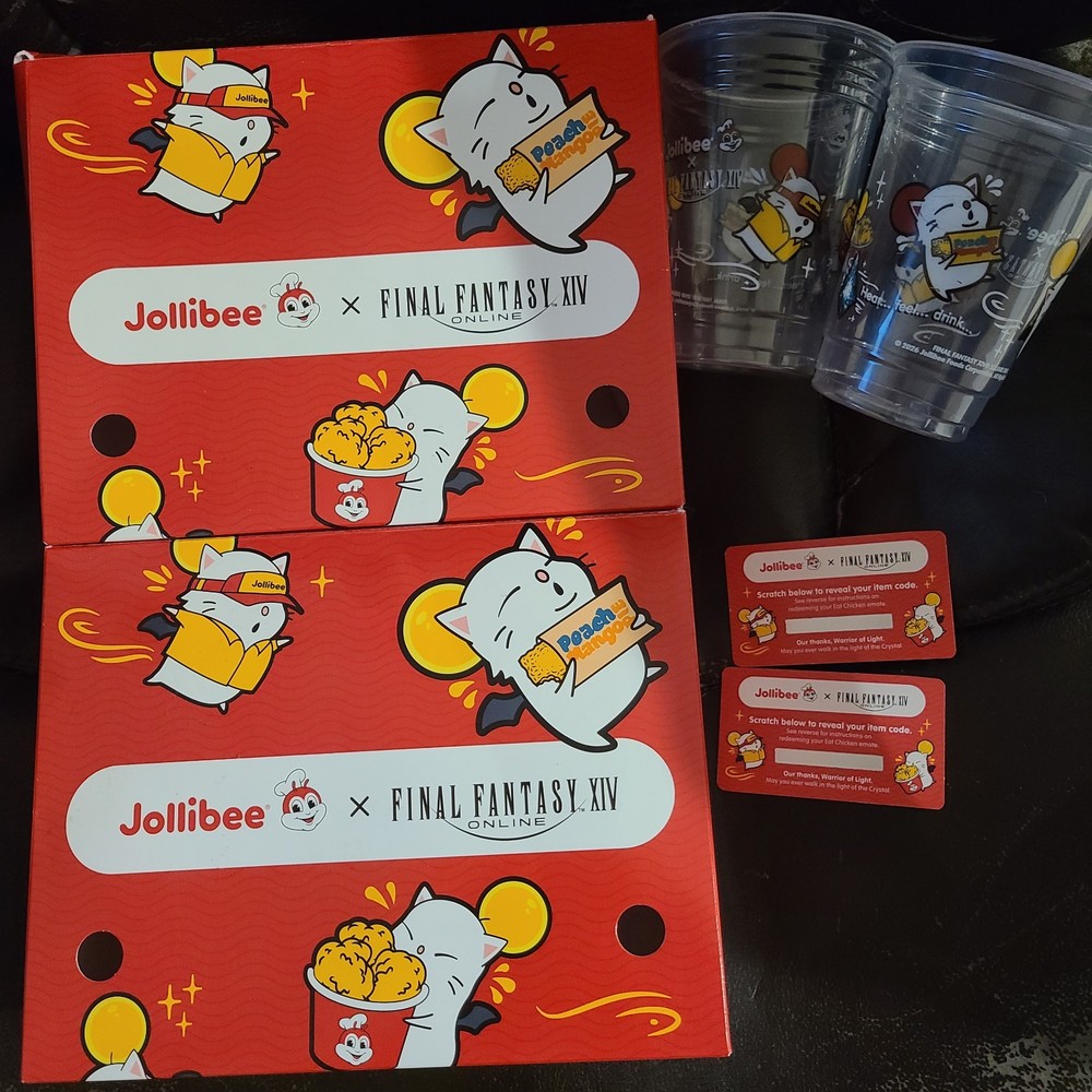 1x Final Fantasy XIV Jollibee Eat Chicken Emote Code Box & Cup READ DESCRIPTION