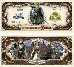 10 Pack Legend of Zelda Game Money Collectible Novelty 1 Million Dollar Bills