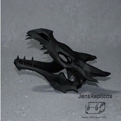Dragon Skull Prop Replica, Large 10” Goth Horror Black
