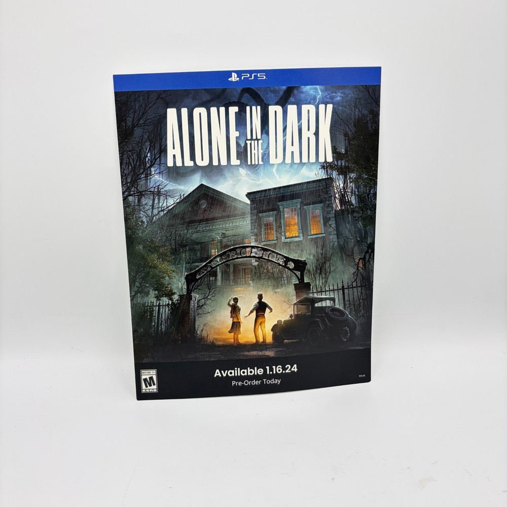 Alone In The Dark PS5 8.5 x 11 Promo Poster Countertop Gamestop Horror Ad 2024