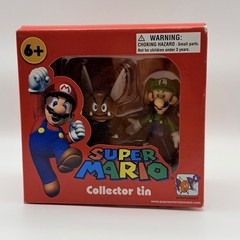 Nintendo Super Mario Luigi Goomba 2 Pack 4” Mini Figures Collector Tin Popco