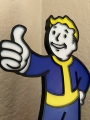 Fallout Vault Boy Display 10”x6” w/ Stand – Thumbs Up Pose Vault Boy Statue