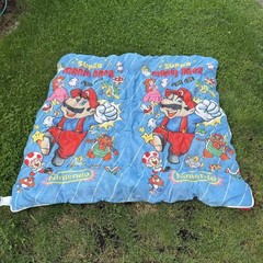 Vintage 1988 Nintendo Super Mario Bros Kids Blanket Blue Red Peach Bowser Toad