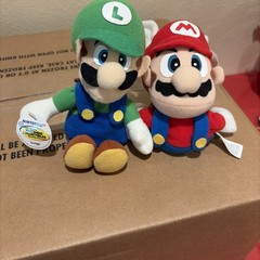 Vintage Nintendo 64 Mario, Luigi, And Toad Plush + Hang & Tush Tags (BD&A, 1997)