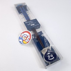 Dragon Quest Smile Slime Japanese Chopsticks & Rest Set Blue Japan New (Baguette