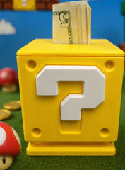Super Mario Question Block “?” Coin Bank Money Box New 3D Printed