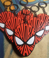 3D PRINTED SPIDERMAN LOGO KEYCHAIN NOSTALGIA RETRO FUN FOR ALL