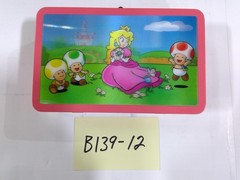 Super Mario Bros Nintendo Peach Toad Kids Metal Tin Box Case Pink Glossy Used
