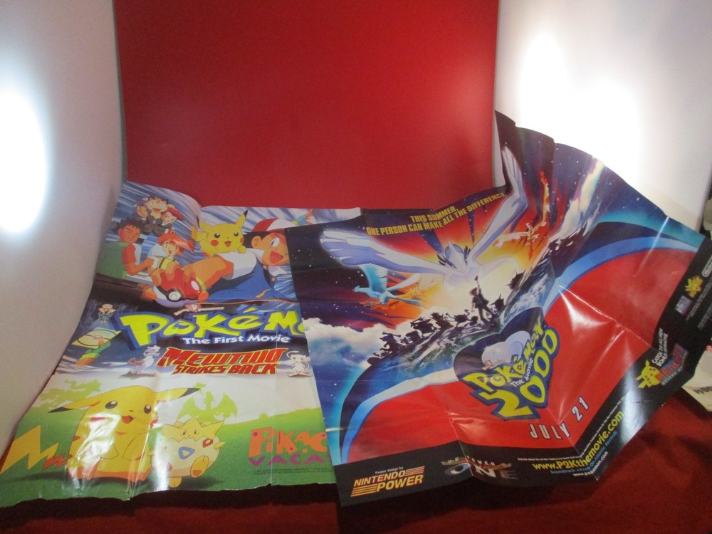 Pokemon the First Movie Mewtwo Strikes Back + 2000 Nintendo Power Poster DAMAGED