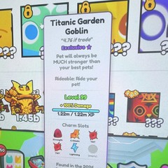 Roblox Pet Simulator 99 Titanic Garden Goblin Exclusive Rideable In-Game Item