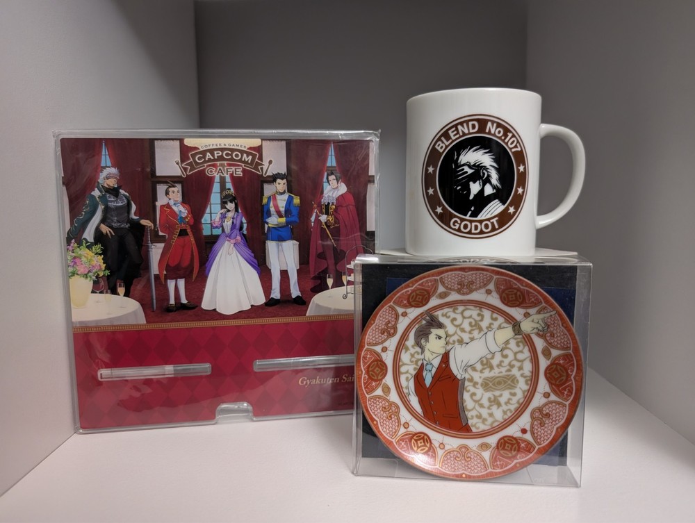 Ace Attorney Capcom Cafe Acrylic Godot Mug Apollo Justice Kutani Yaki Plate
