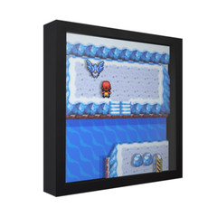 Pokemon FireRed (Articuno Encounter) – 3D Shadow Box Frame (9″ x 9″) Wall Art