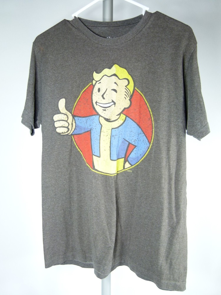 Bethesda Adult Medium Fallout Vault Boy Thumbs Up Gray T-Shirt