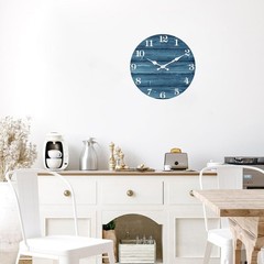 XFM Blue Wall Clock Battery Operated 10 Inch Silent Wood 10 Inch, Blue1