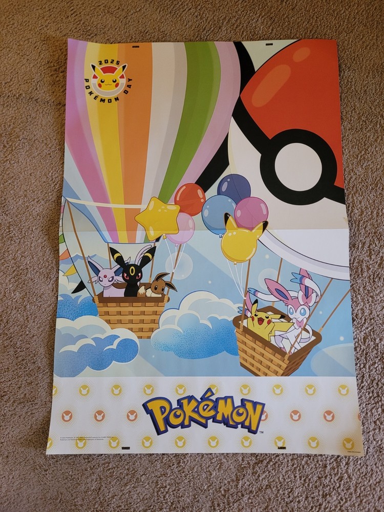 2025 GameStop Pokemon Pikachu Day Eeveelution Display balloon Poster 33 x 48 RAR