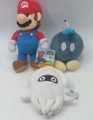 Nintendo Super Mario Plush Lot Mario Bob-omb Super Squid Lot Of 3
