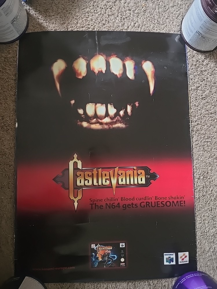 N64 PAL Castlevania Promotional Store Display Poster Nintendo Konami Promo