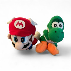 Vintage Nintendo Mario & Yoshi Plush Lot Flying Mario Wing Cap BD&A ToySite Rare