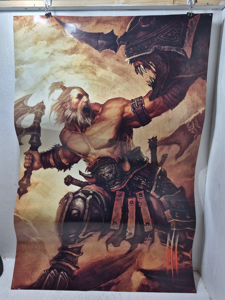 2013 Diablo 3 III Video Game Poster Double Sided Promo Barbarian Pre Order