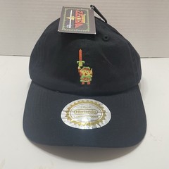 Legend of Zelda Link 8-Bit Holding Sword Baseball Hat Cap Black